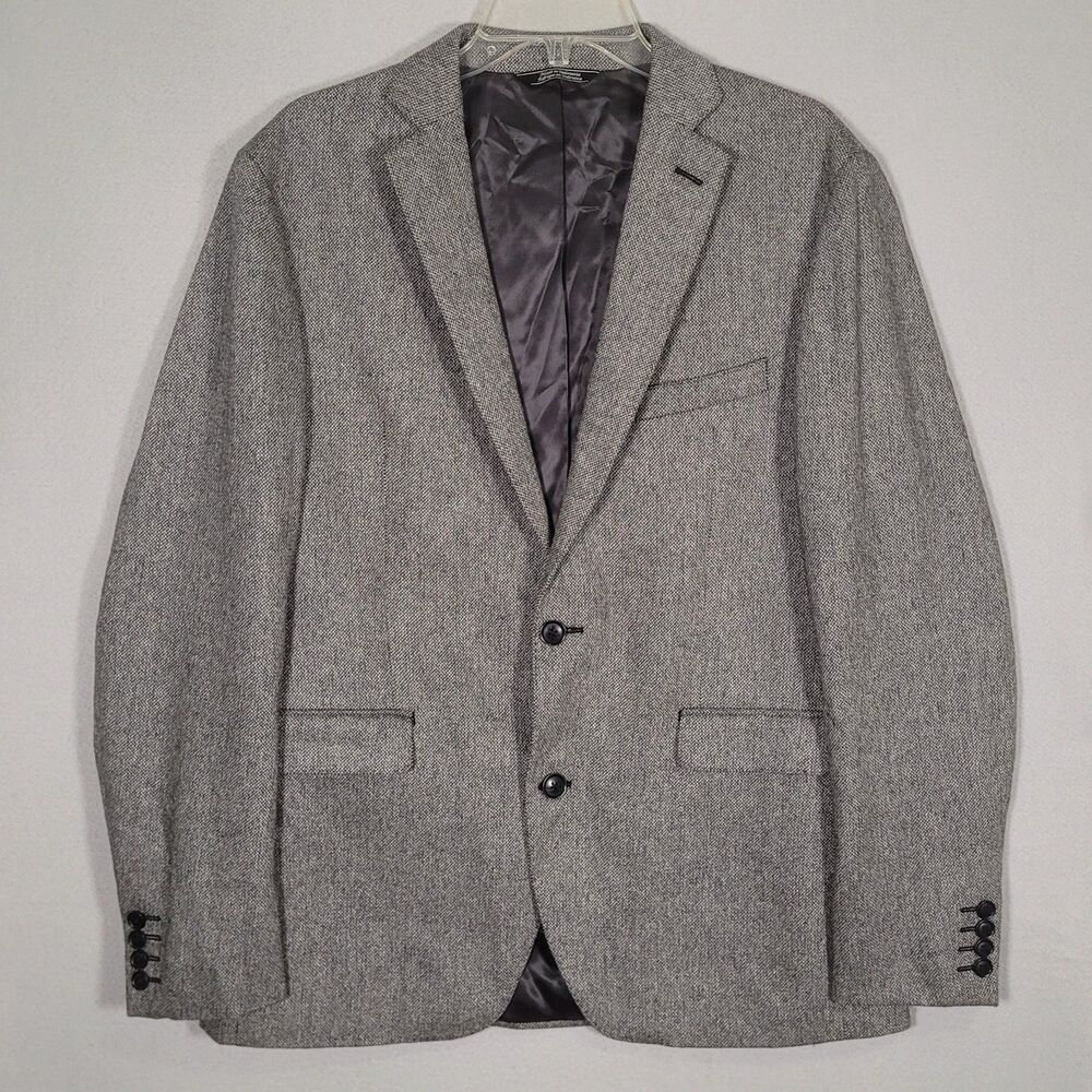 Saks Fifth Avenue Cashmere Blazer Mens 42R Gray Black Business Career Sportscoat